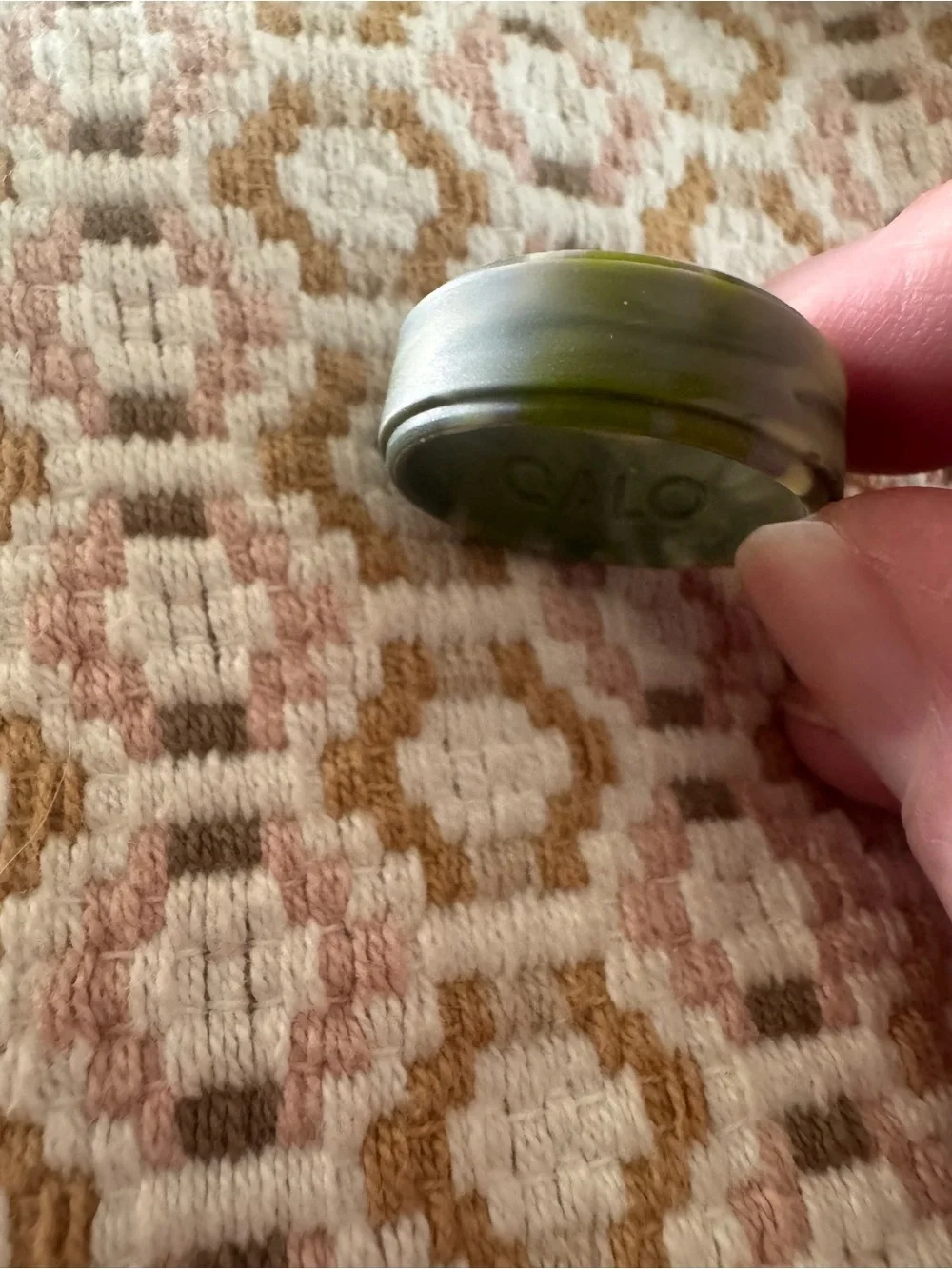 Men's Olive Marble Silicone Ring — Flexible Everyday Band